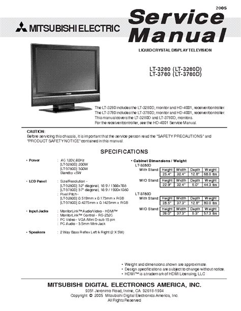 Mitsubishi Television Service Manual