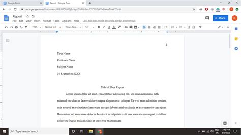 Mla Google Doc Template