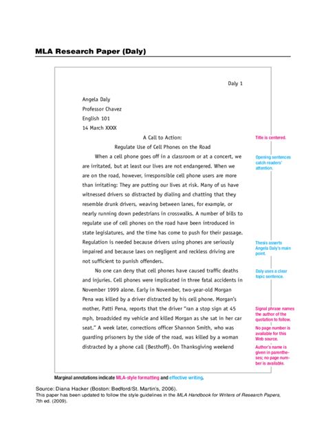 Mla Style Research Paper Template