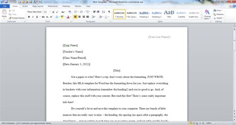 Mla Word Document Template