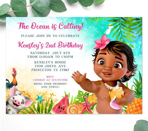 Moana Birthday Invitations Template Free