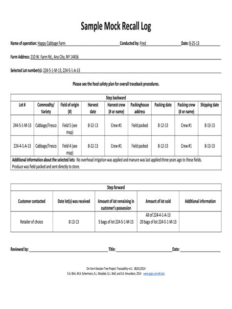 Mock Recall Template