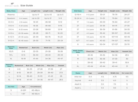 Monica And Andy Size Chart