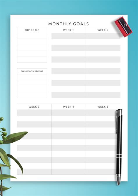 Monthly Goal Template