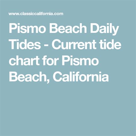 Monthly Tide Chart Pismo Beach