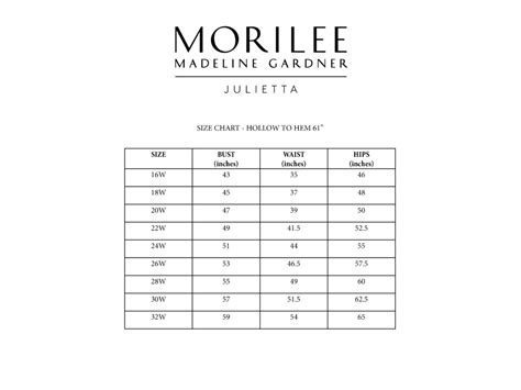 Mori Lee Measurement Chart