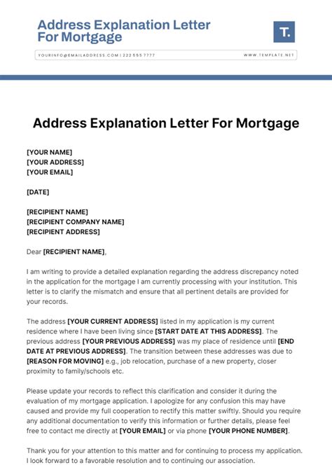 Mortgage Explanation Letter Template