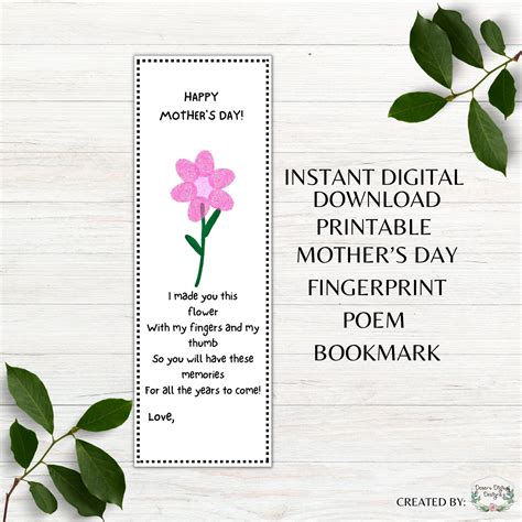 Mothers Day Bookmarks Printable Free