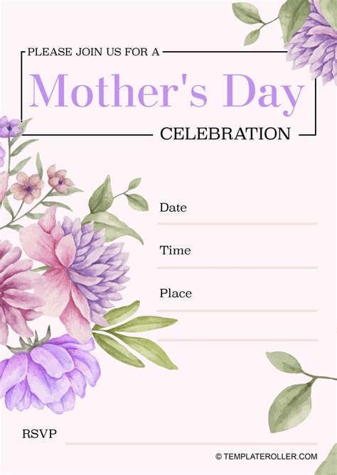 Mothers Day Invitation Template Free