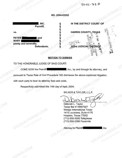 Motion To Dismiss Template Texas