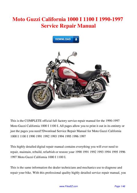 Moto Guzzi California 1000 1100 1000i 1100i Full Service Repair Manual