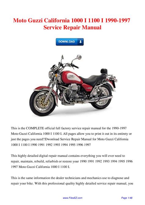 Moto Guzzi California 1100 Factory Service Repair Manual