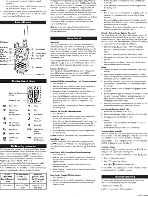 Motorola Walkie Talkie Manual Ms350r