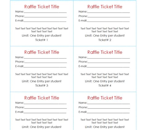Ms Word Raffle Ticket Template
