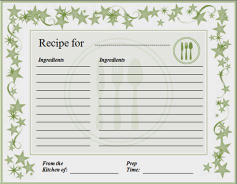 Ms Word Recipe Card Template