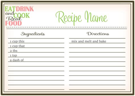 Ms Word Recipe Template