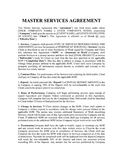 Msa Contract Template