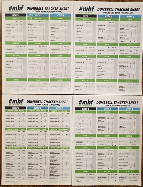 Muscle Burns Fat Printable Worksheet Mbf Workout Calendar