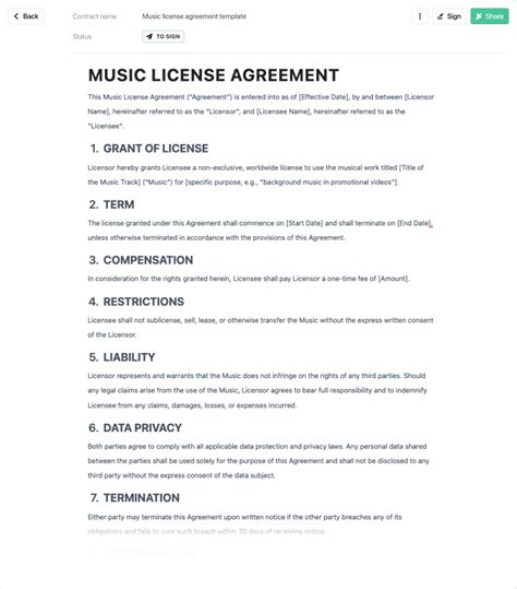 Music Agreement Template