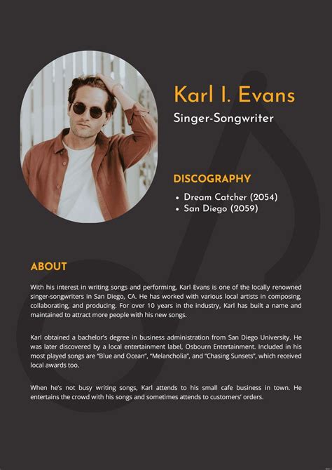 Music Artist Bio Template