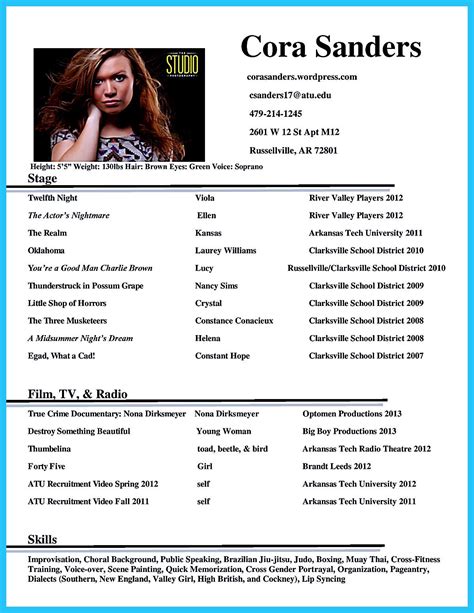Musical Theater Resume Template