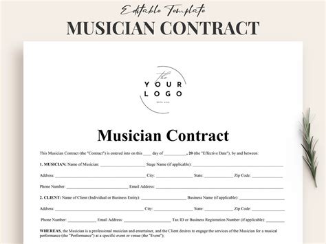 Musicians Contract Template