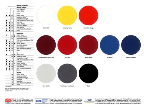 Mustang My Color Chart