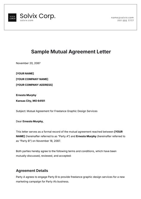 Mutual Agreement Template
