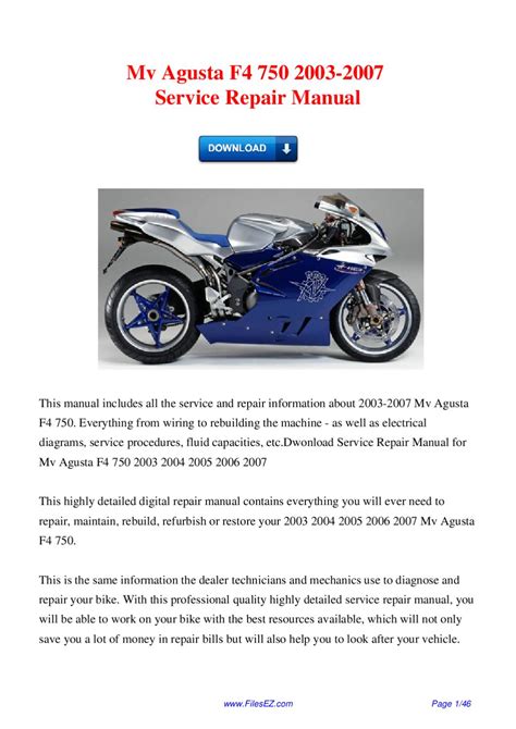 Mv Agusta F4 750 Service Repair Manual Download