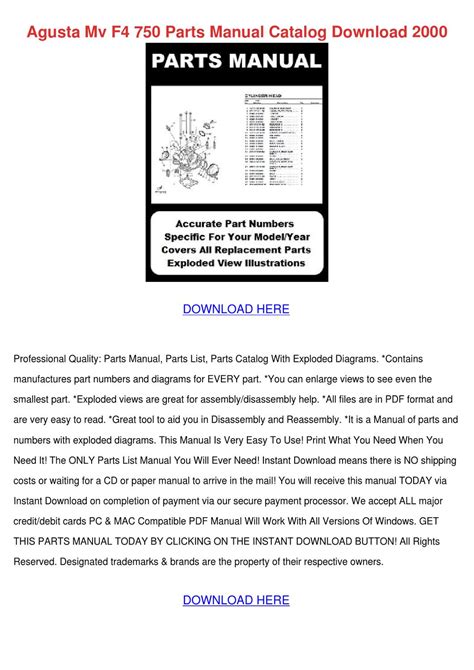 Mv Augusta F4 750 Parts Manual Catalog 2000 Onwards