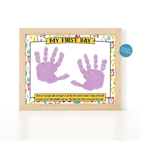 My First Day Handprint Template Free