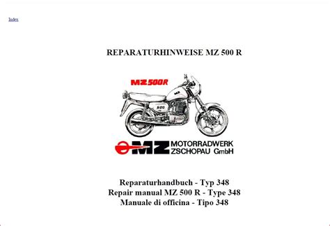 Mz 500r Type 348 1991 Onwards Workshop Repair Service Manual