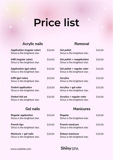 Nail Prices Template