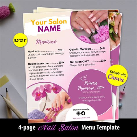 Nail Salon Menu Template