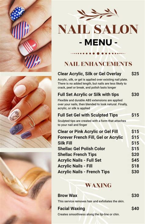 Nail Salon Service Menu Template