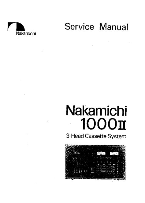 Nakamichi 1000ii Service Manual