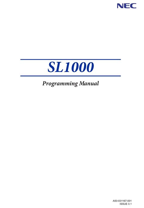 Nec Sl1000 Programming Manual