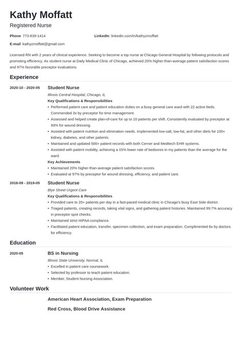 New Grad Nurse Resume Template Free
