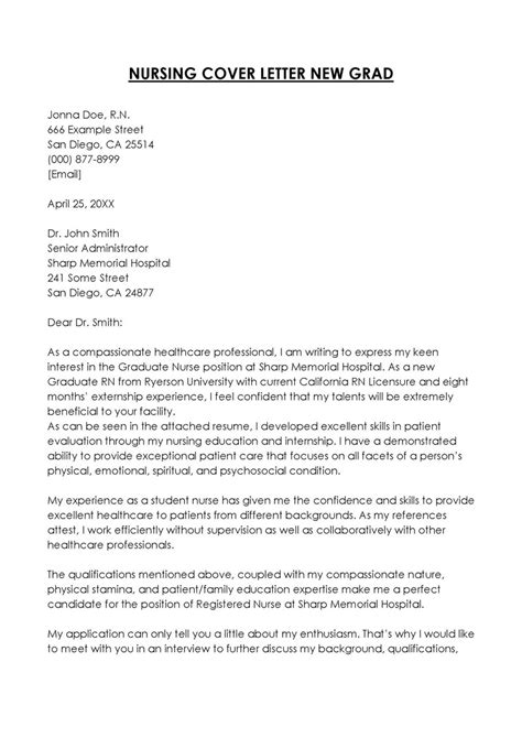 New Grad Nursing Cover Letter Template