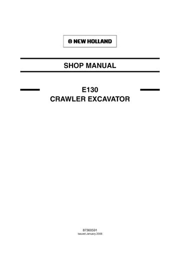 New Holland E130 Workshop Service Repair Manual Hydraulic Crawler Excavator