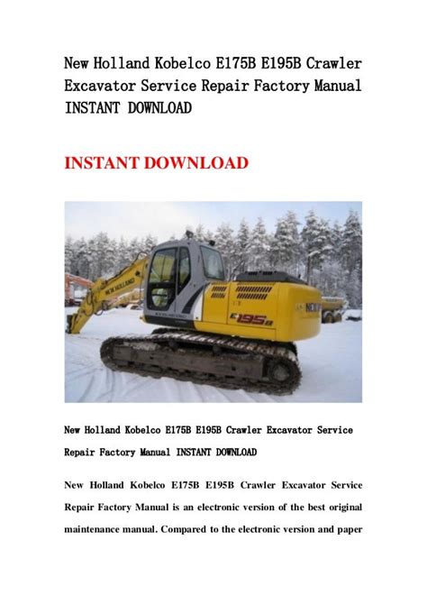 New Holland E175 E195b Crawler Excavator Workshop Service Manual