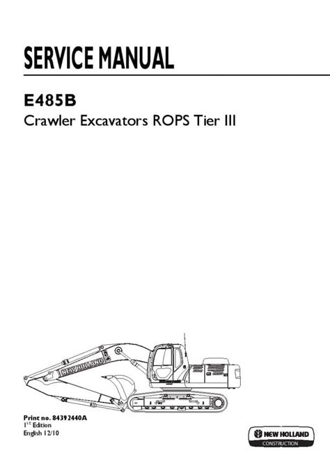 New Holland E485b Crawler Excavator Repair Manual