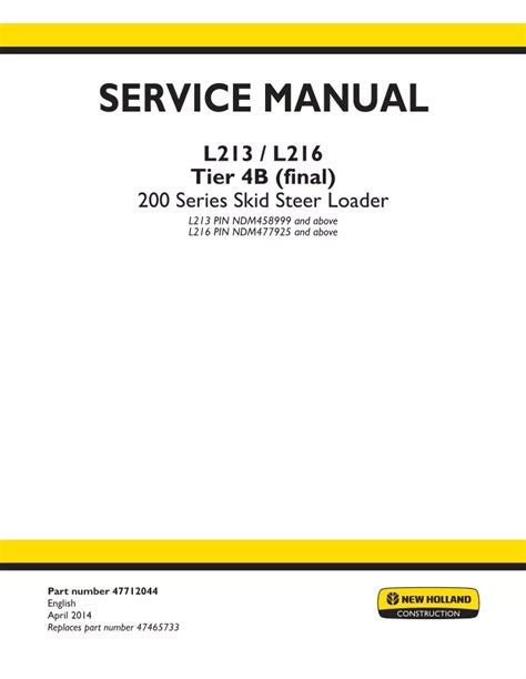 New Holland L213 Skid Steer Loader Service Repair Manual