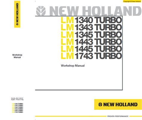 New Holland Lm1340 Lm1745 Loadall Service Manual