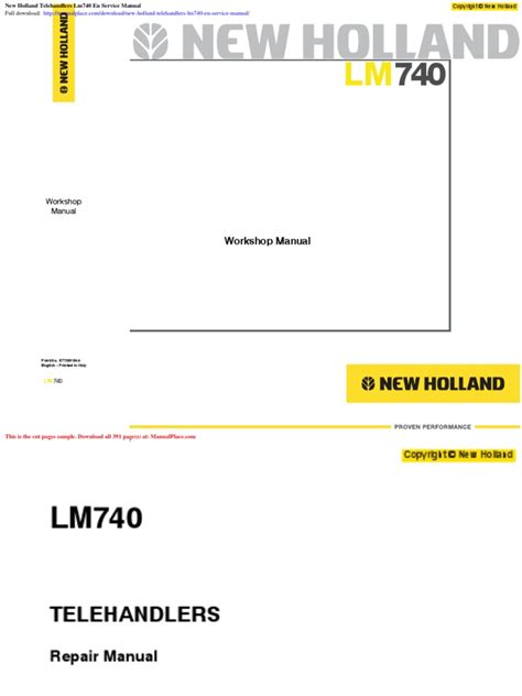 New Holland Lm740 Telehandlers Service Manual