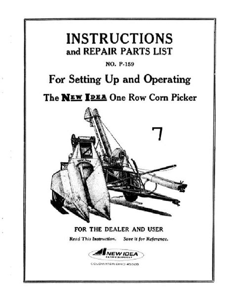 New Idea Corn Picker 327 Parts Manual