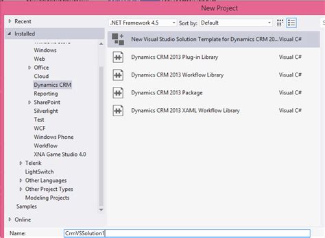 New Visual Studio Solution Template For Dynamics Crm 2013
