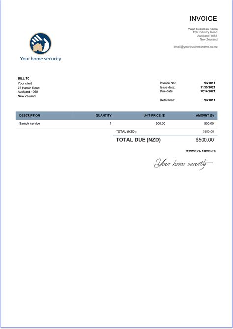 New Zealand Invoice Template