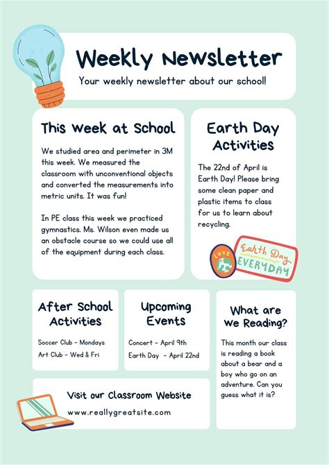 Newsletter Template For Teachers