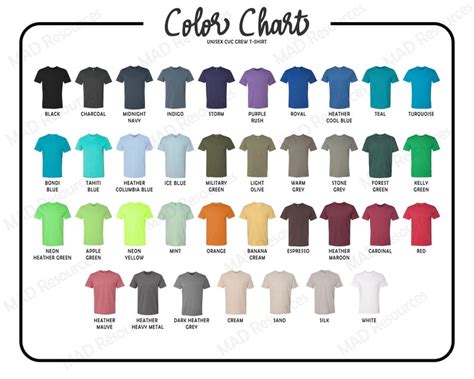 Next Level 6210 Color Chart